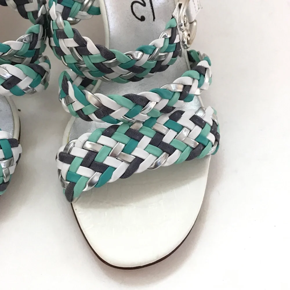 BRIGHTON Braided Leather Kitten Heel Sandals Tress Women’s Size 7